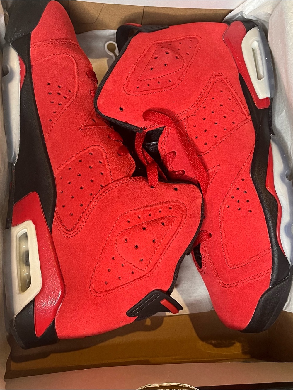 Jordan Red and Black Suede High-Top Sneakers